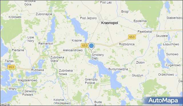 mapa Smolany Dąb, Smolany Dąb na mapie Targeo